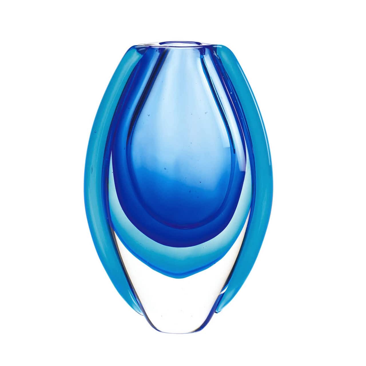 8.5&#x22; Azure Blue Art Glass Vase